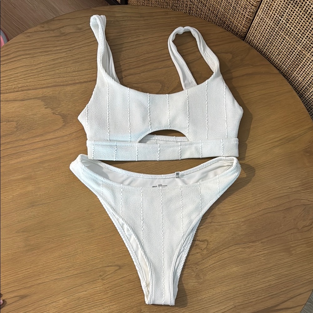 White Textured Bikini Set